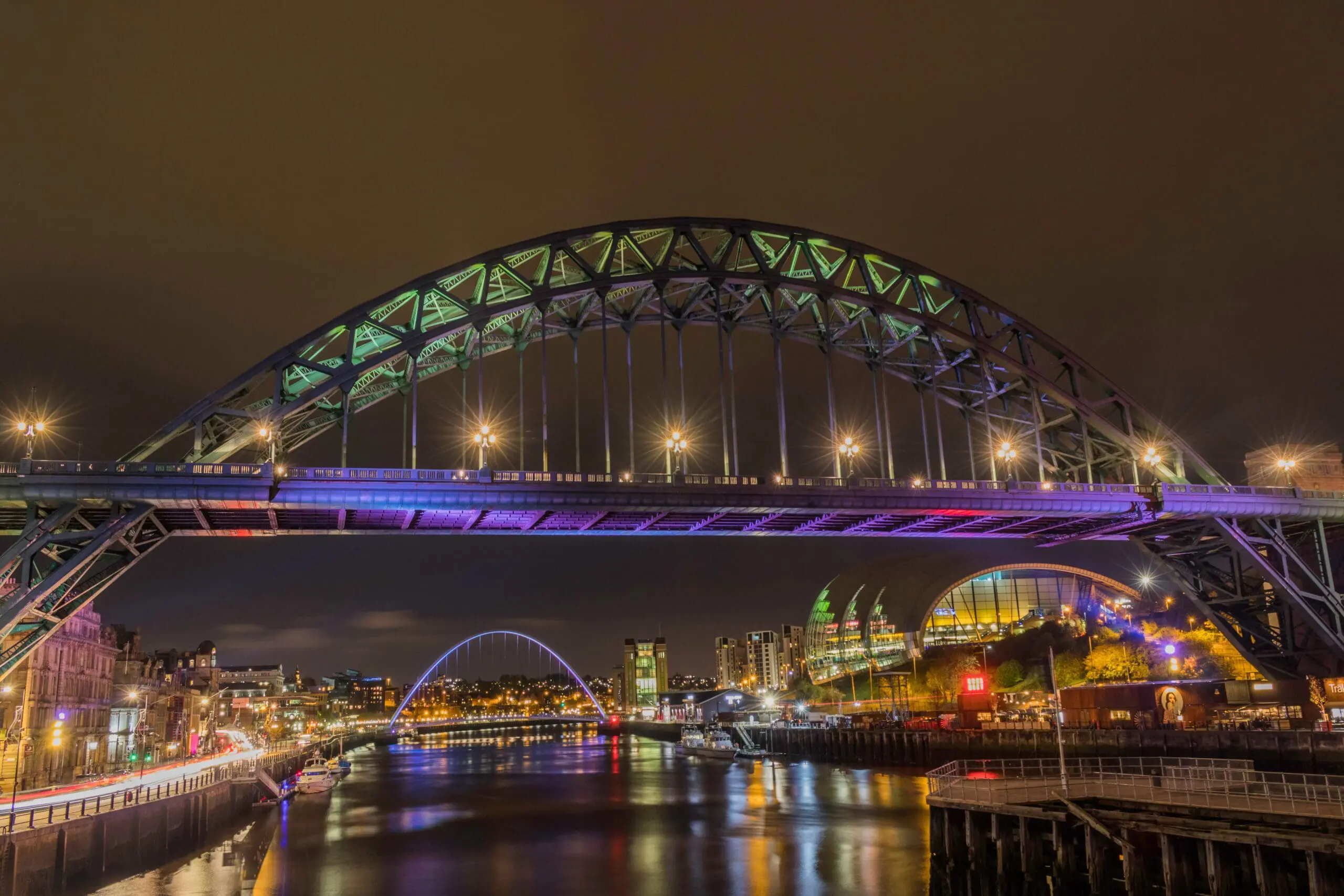 Scenic night view of Newcastle Quayside Night View of Newcastle where the annual UK Top Influencer Awards take place